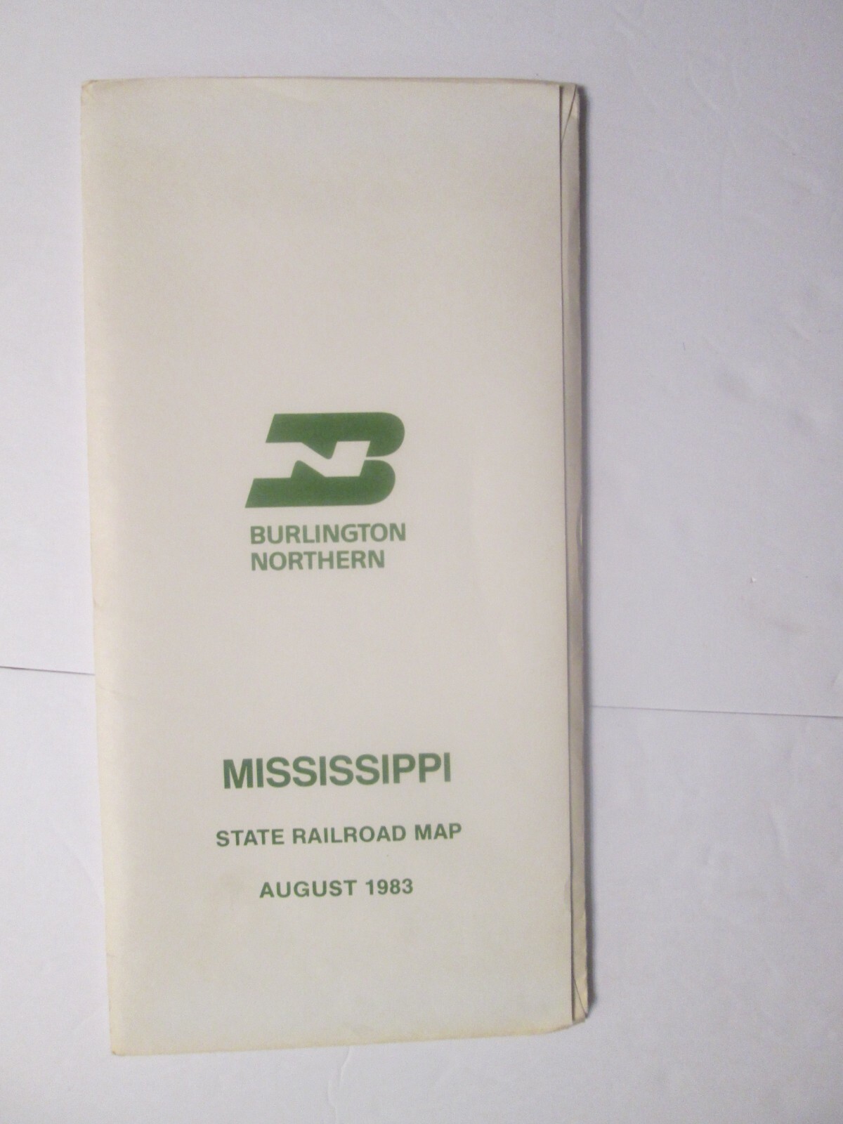 Large Burlington Northern State Railroad Map of Mississippi 1983