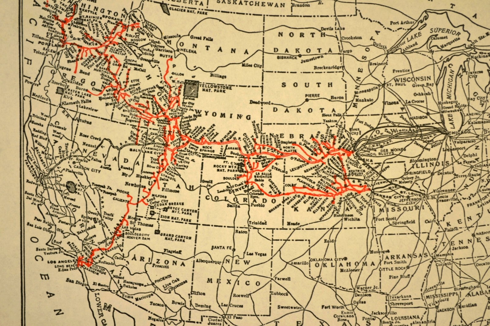 Vintage UNION PACIFIC Railroad Map RR System Original Antique ca 1939