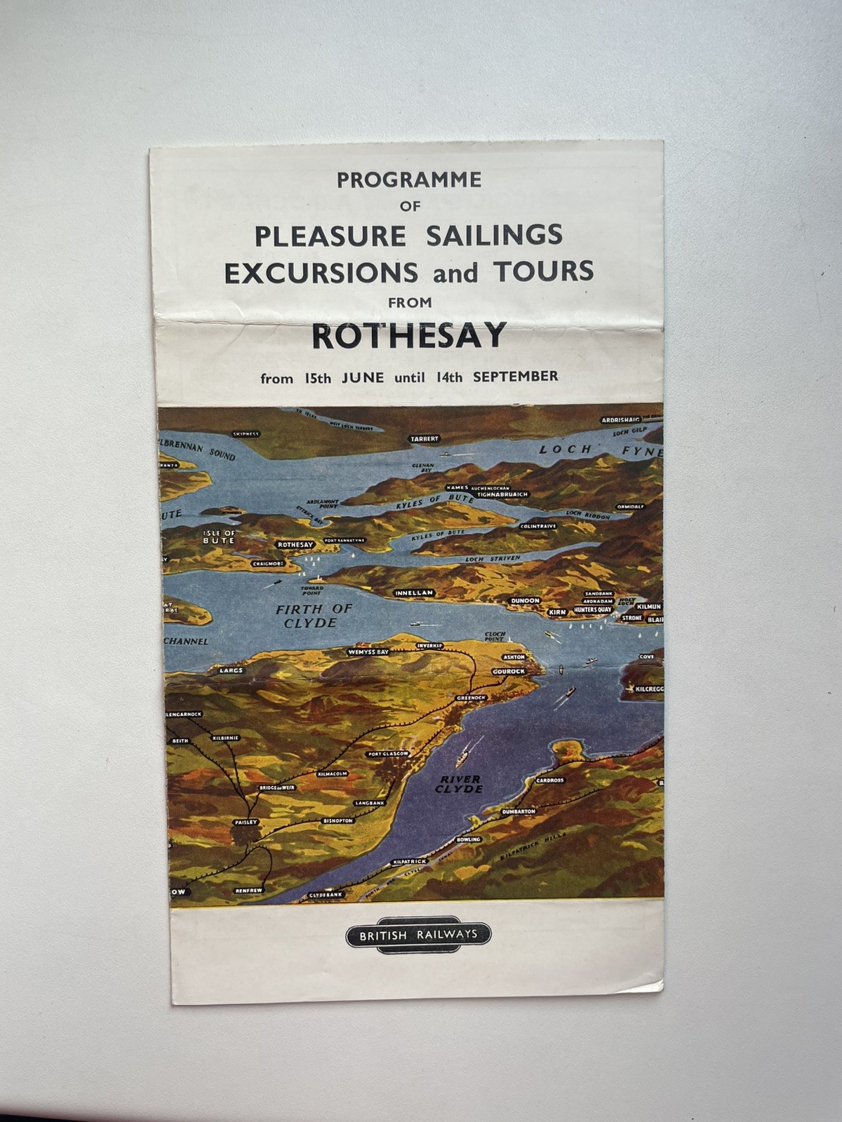 1950s programme / timetable for sailings and tour in Rothesay – British Railways