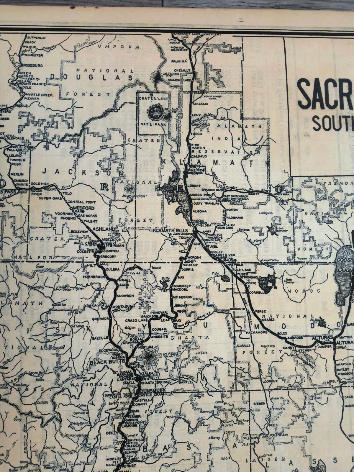 1933 Southern Pacific Railroad Sacramento Division Map Wall Poster Decor