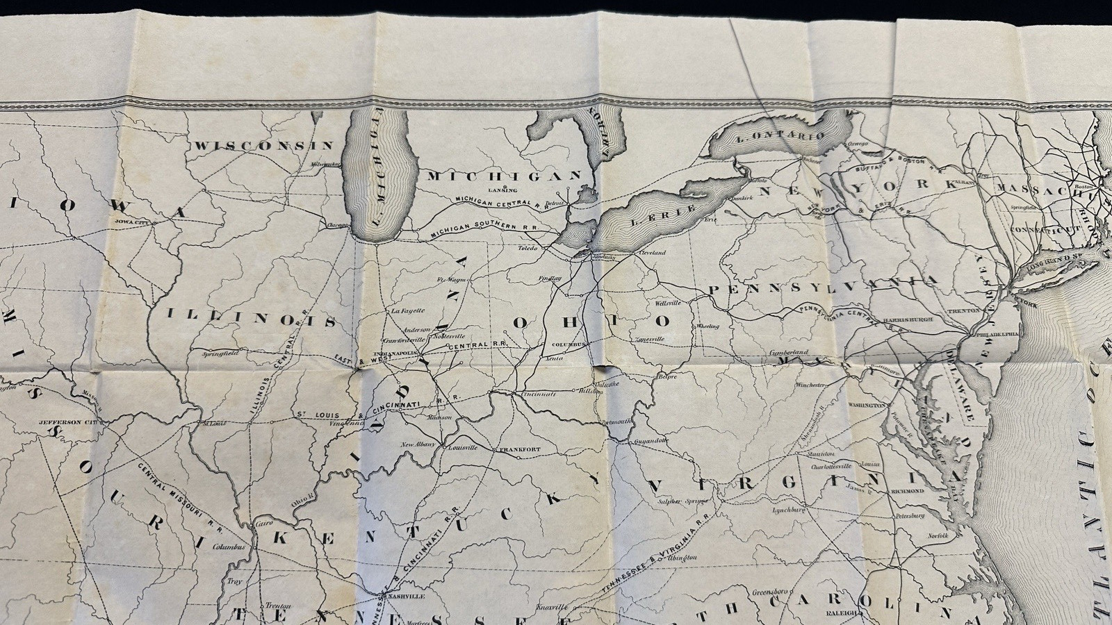 1851 U.S. Railroad Map – Pre-Civil War Western Expansion RARE 25×21” De Bow