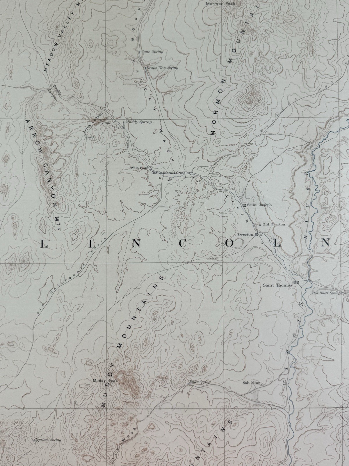 St Thomas Nevada Printed 1916 US Geological Survey Topographic Map 20 X 16 1/2