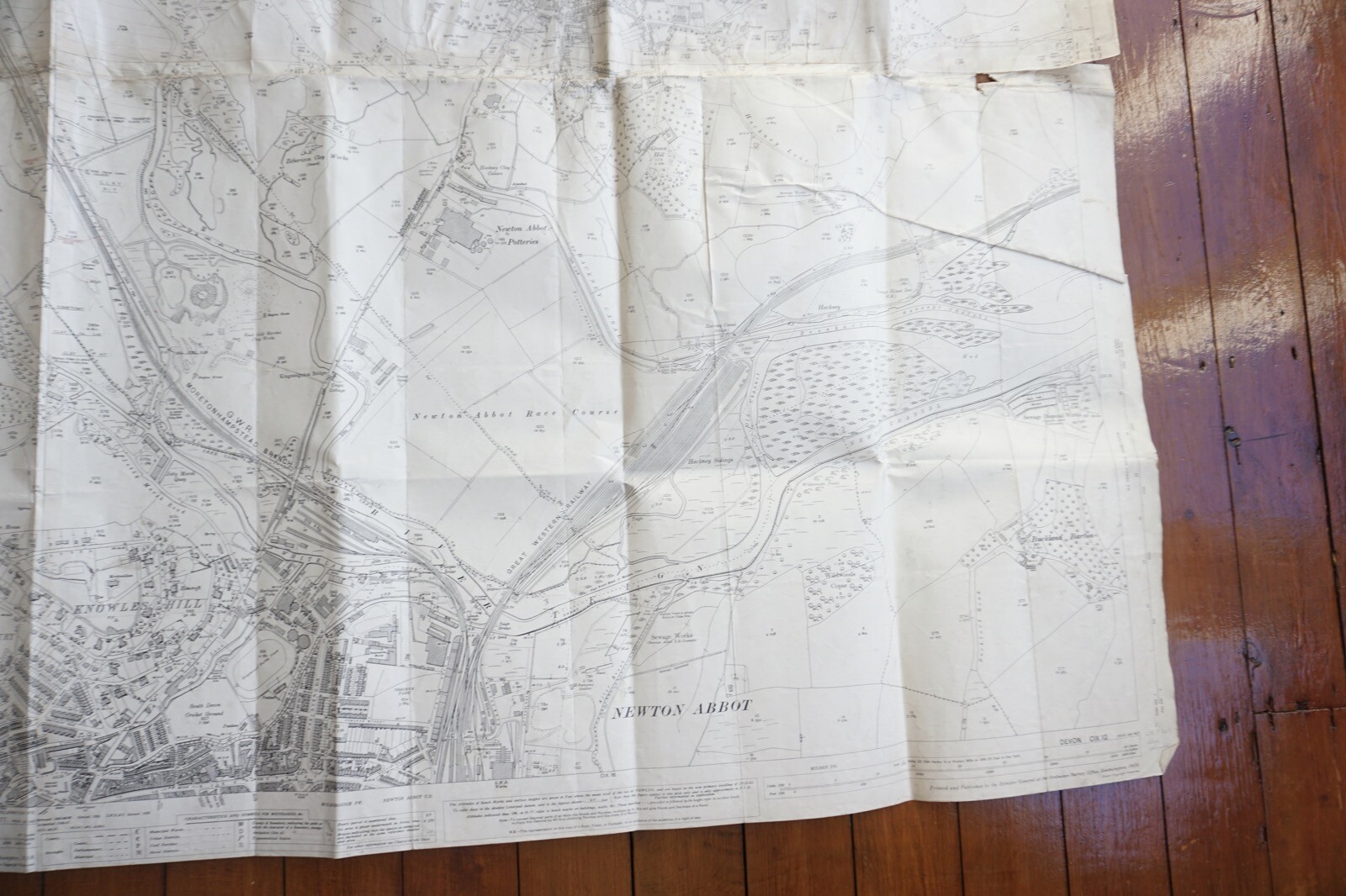 1936 Newton Abbot GWR Kingsteignton Highweek Railway OS Railway Map