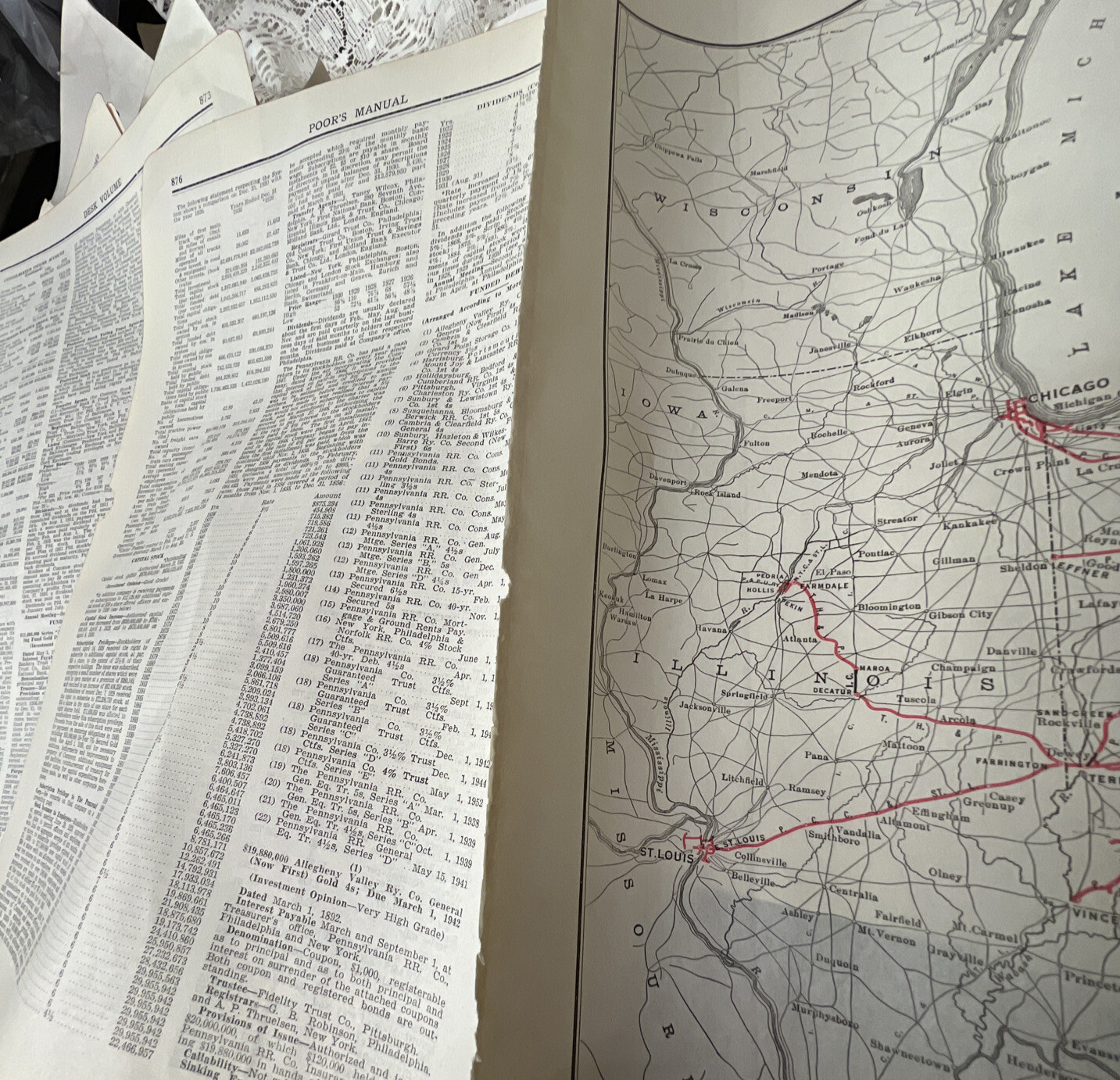Pennsylvania Railroad – Original 1931 System Map. Antique
