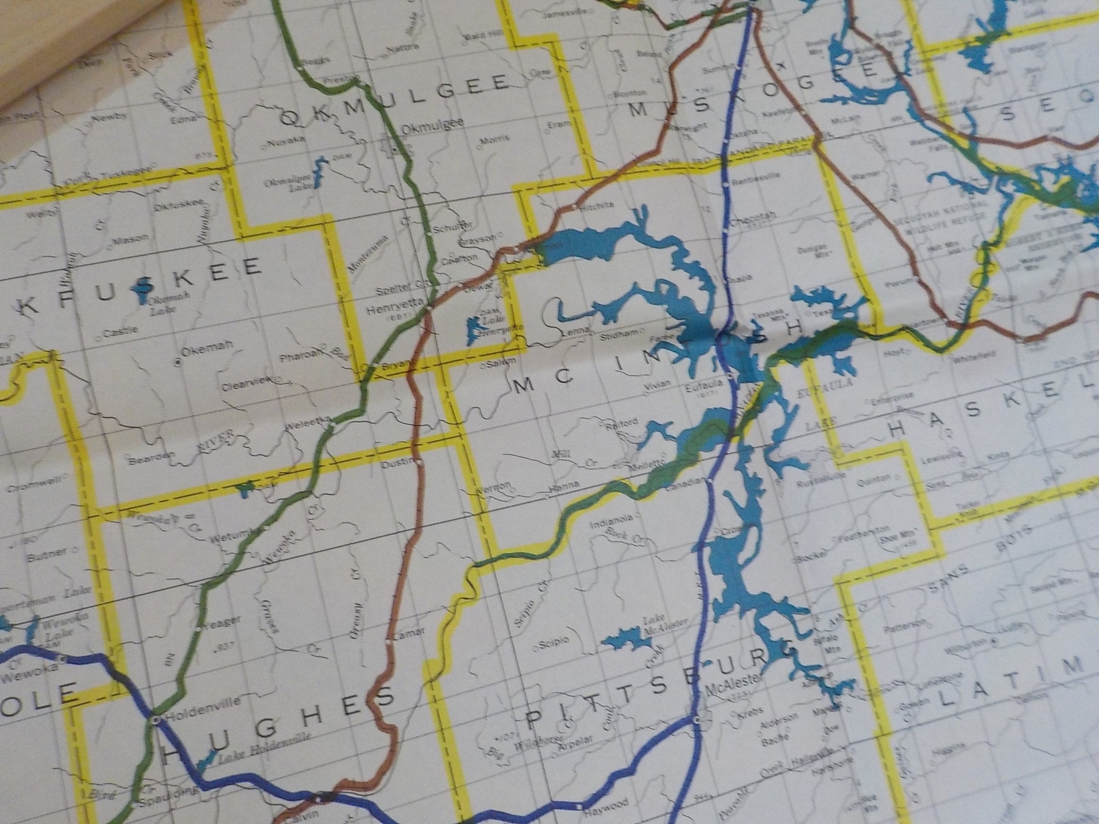 Map Burlington Northern Oklahoma State Railroad Map 1983 August