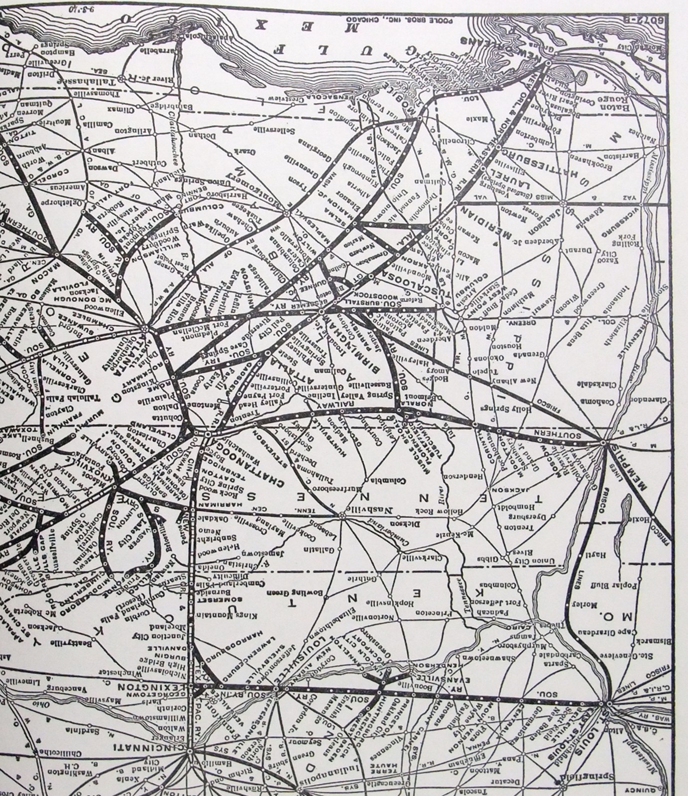 Southern Railway – Original 1940 Dated System Map. Vintage