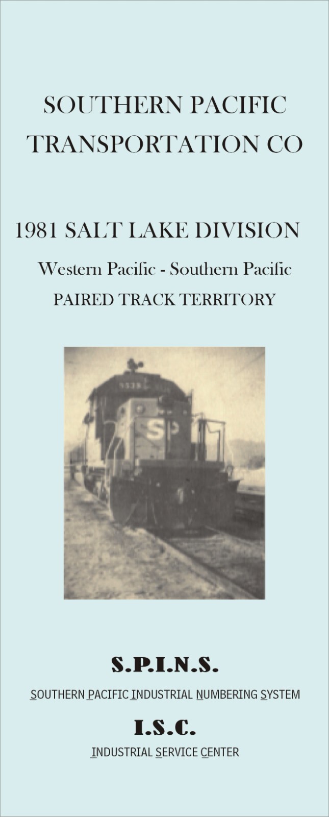 Southern Pacific RR 1981 Salt Lake Div Paired Territory SPINS PDF pages on DVD