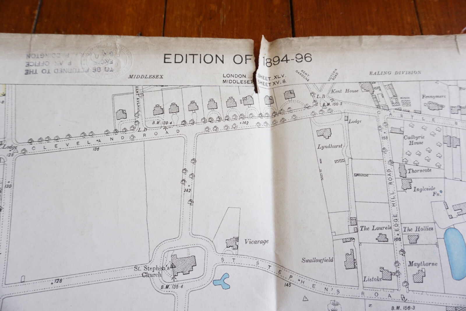 1894 Ealing Lindon Middlesex GWR OS Railway Map