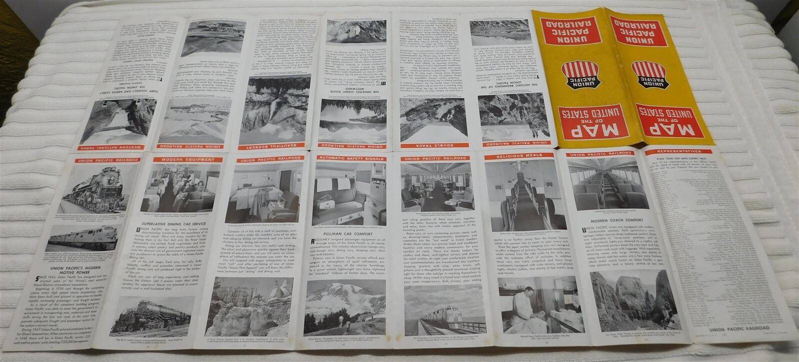1947 Vintage UPRR Original Union Pacific Railroad National Passenger System Map