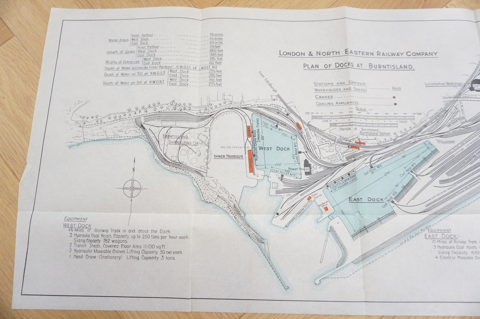 1934 LNER Burntisland Docks Railway Plan Map