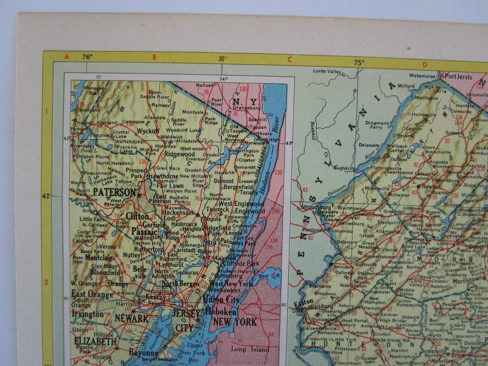 NJ NM Vtg 1952 NEW JERSEY RAILROAD Map. MORRISTOWN & ERIE RR ~or~ NEW MEXICO