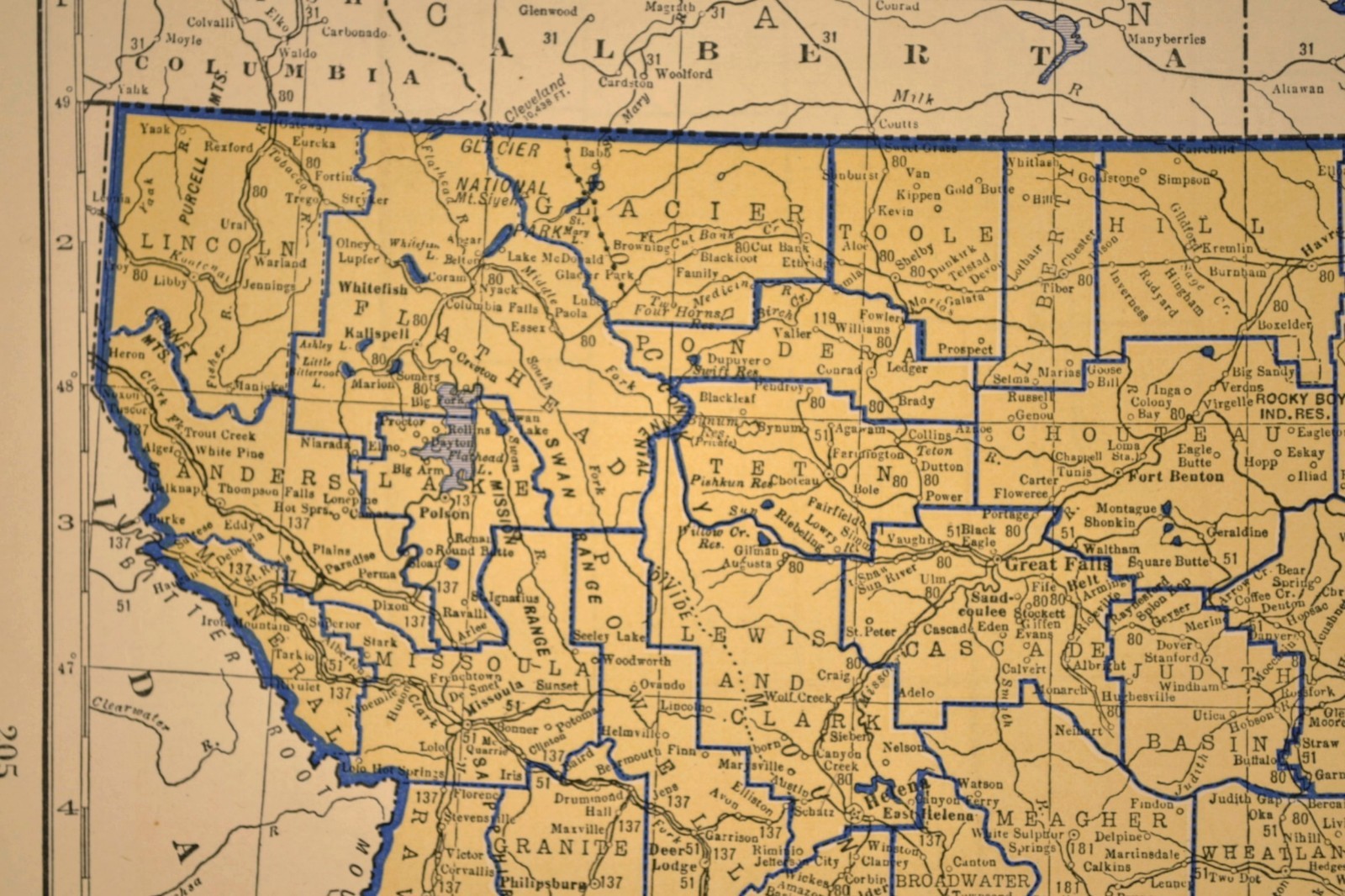 ca1938 MONTANA Railroad Map Depot Towns CMSP&P RR Historic Original Atlas Map