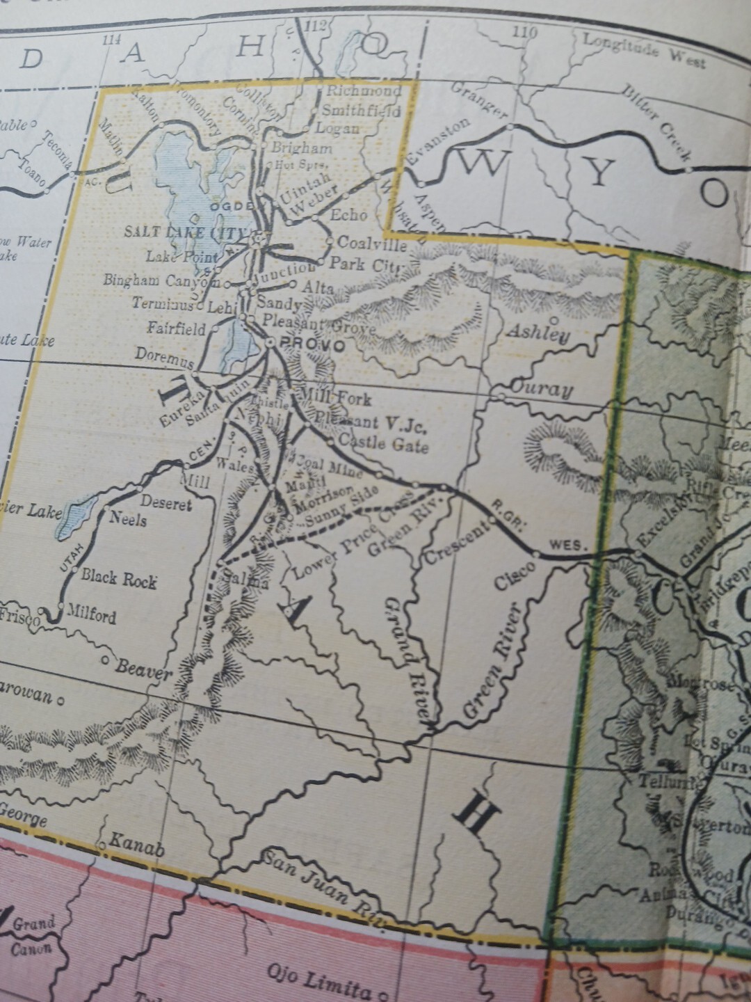1895 Antique Train Route Map Utah Arizona Colorado NM All Railroad Lines 11″×9″