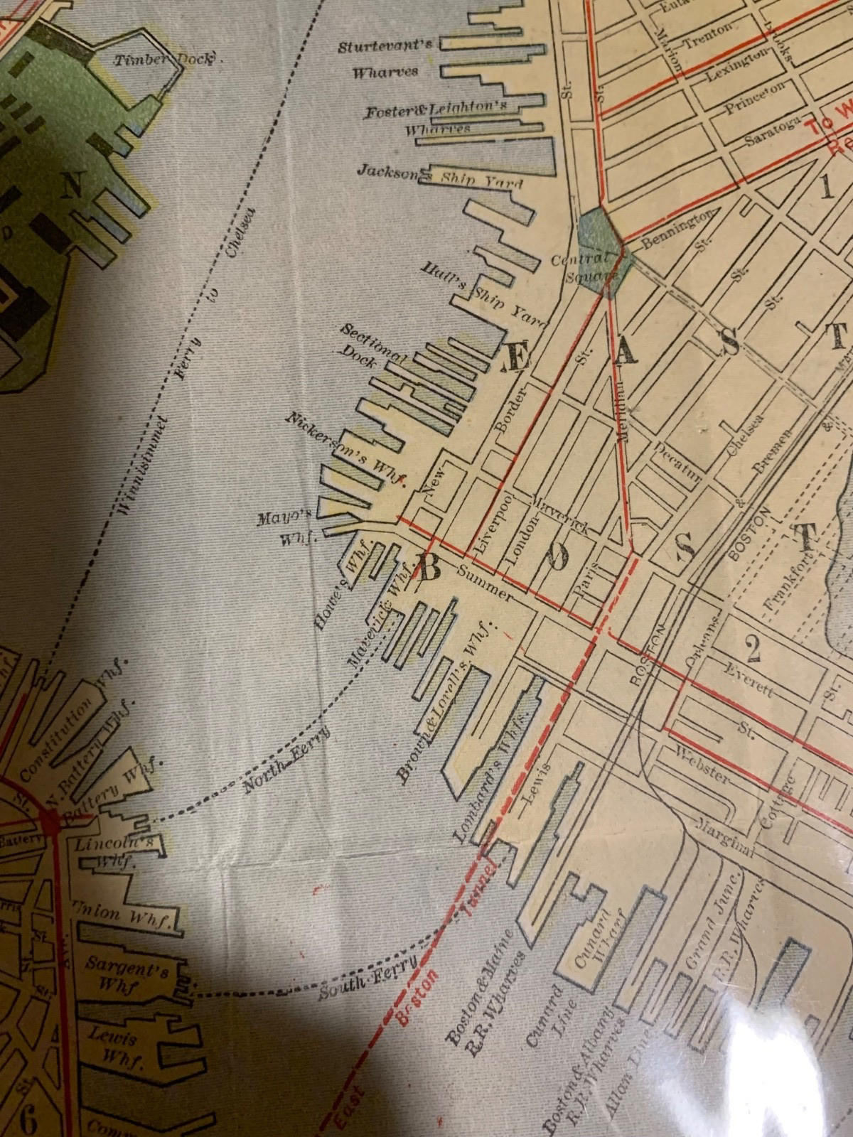Antique Original Boston Pocket Folding Map Circa 1900