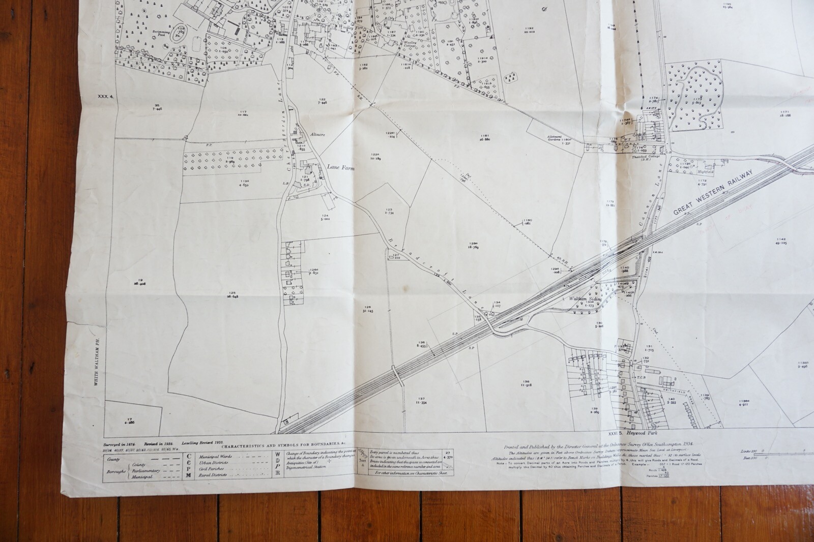 1932 Wolley Green Tittle Row GWR Great Western Railway OS Railway Map