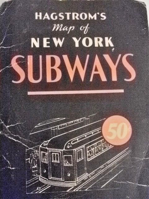 HAGSTROM’S MAP OF NEW YORK SUBWAYS ELEVATED LINES 1958 SOFT COVER FOLDED $.50