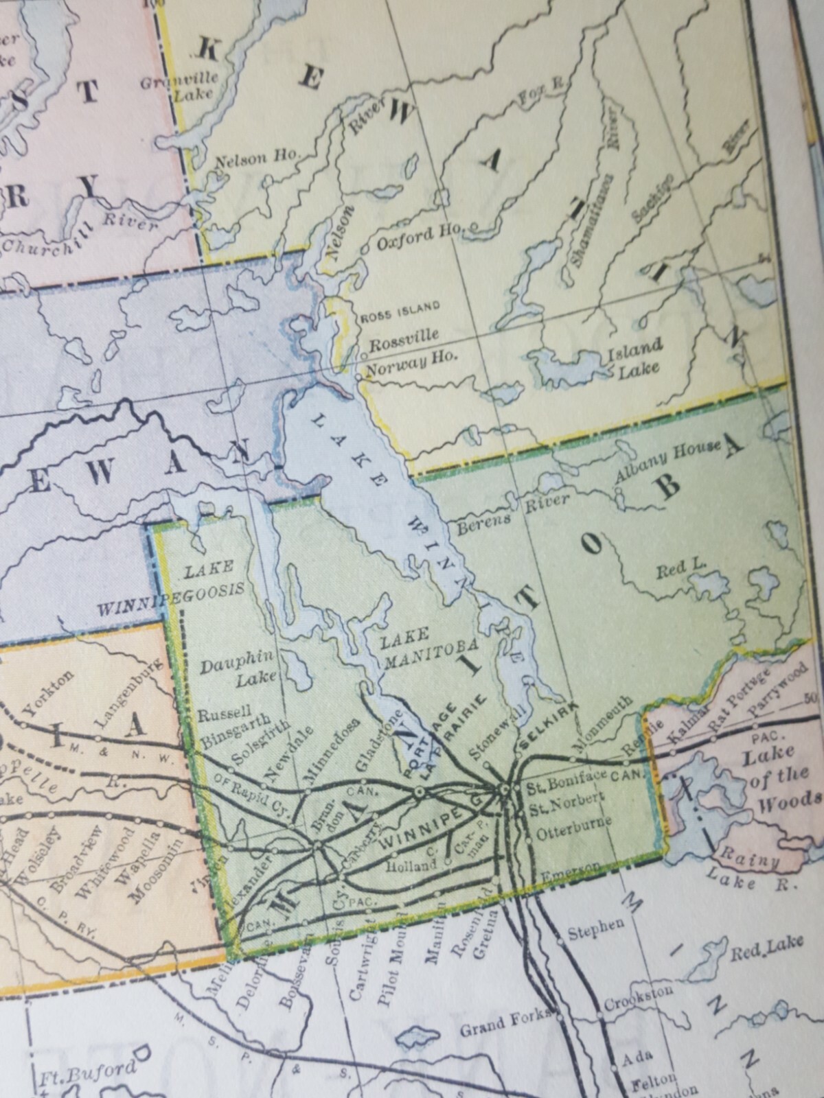 Original 1894 railroad map set Eastern & Western Canada train route line station