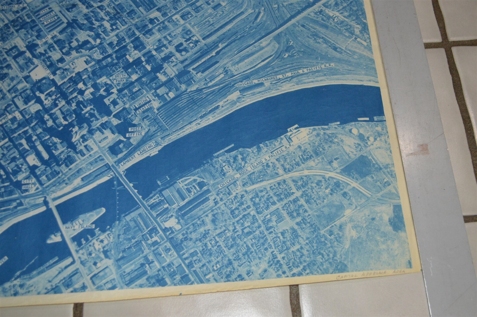 1958 Minnesota Hwy Dept St. Paul Map Railroads Union Station Milwaukee Road