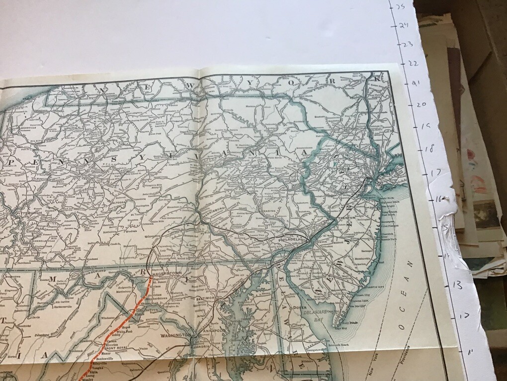 vintage railroad map: 22×32″ NORFOLK & WESTERN Railway 1925