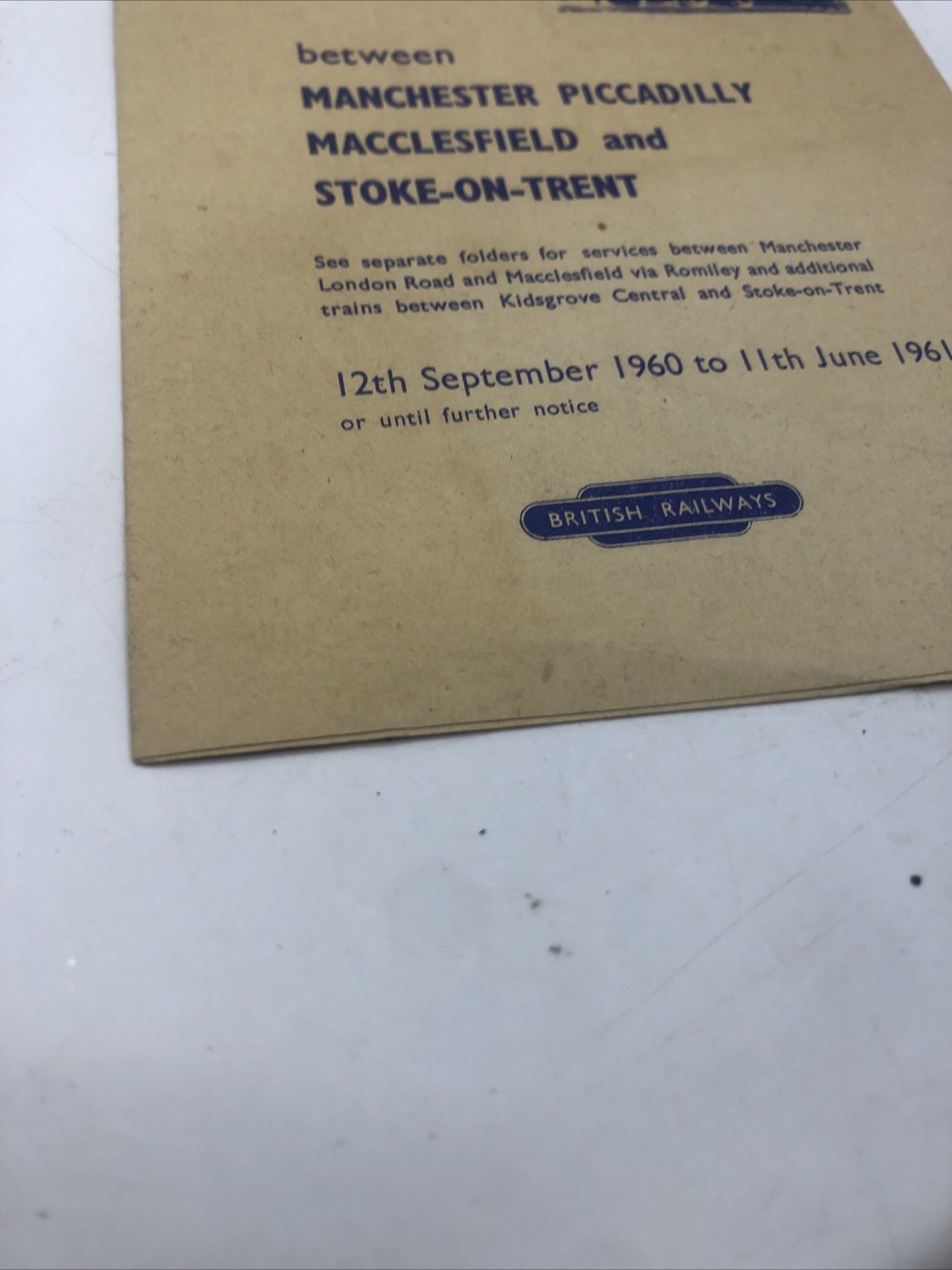 1960 British Railways Diesel Service Timetable Manchester , Picca , Macclesfield
