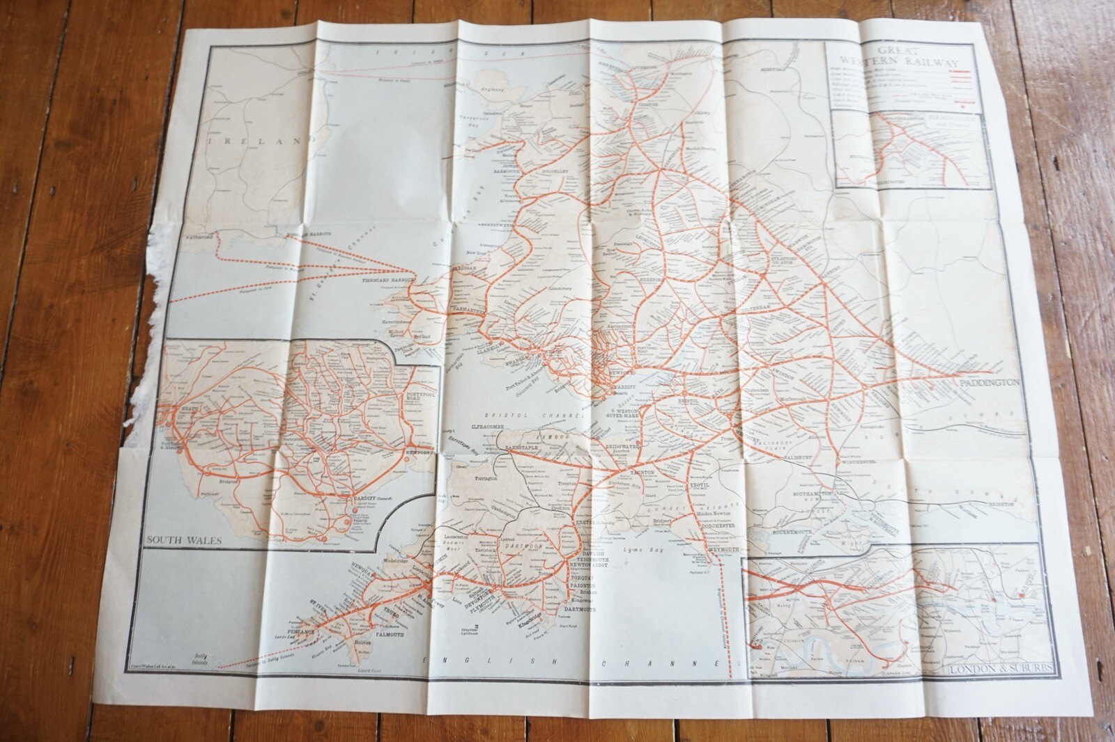 GWR Great Western Railway Map 66cm x 52cm
