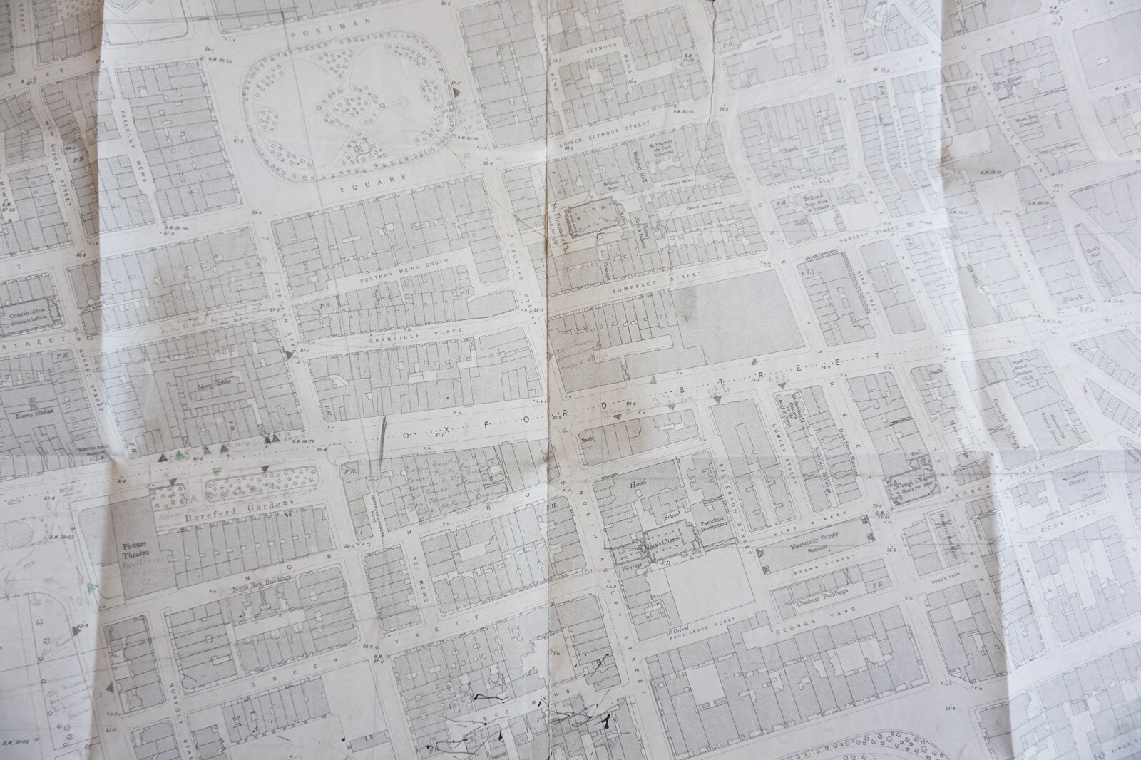 1919 London Portman & Grosvenor Square Marble Arch OS Railway Map