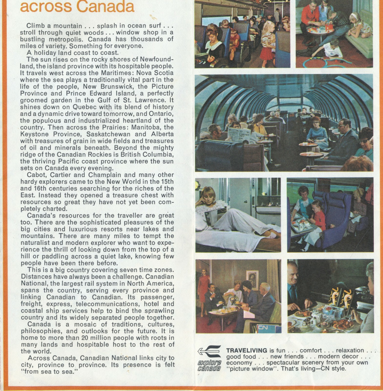 1972 Canadian National Train Map Canada & United States, Provinces Illustrated