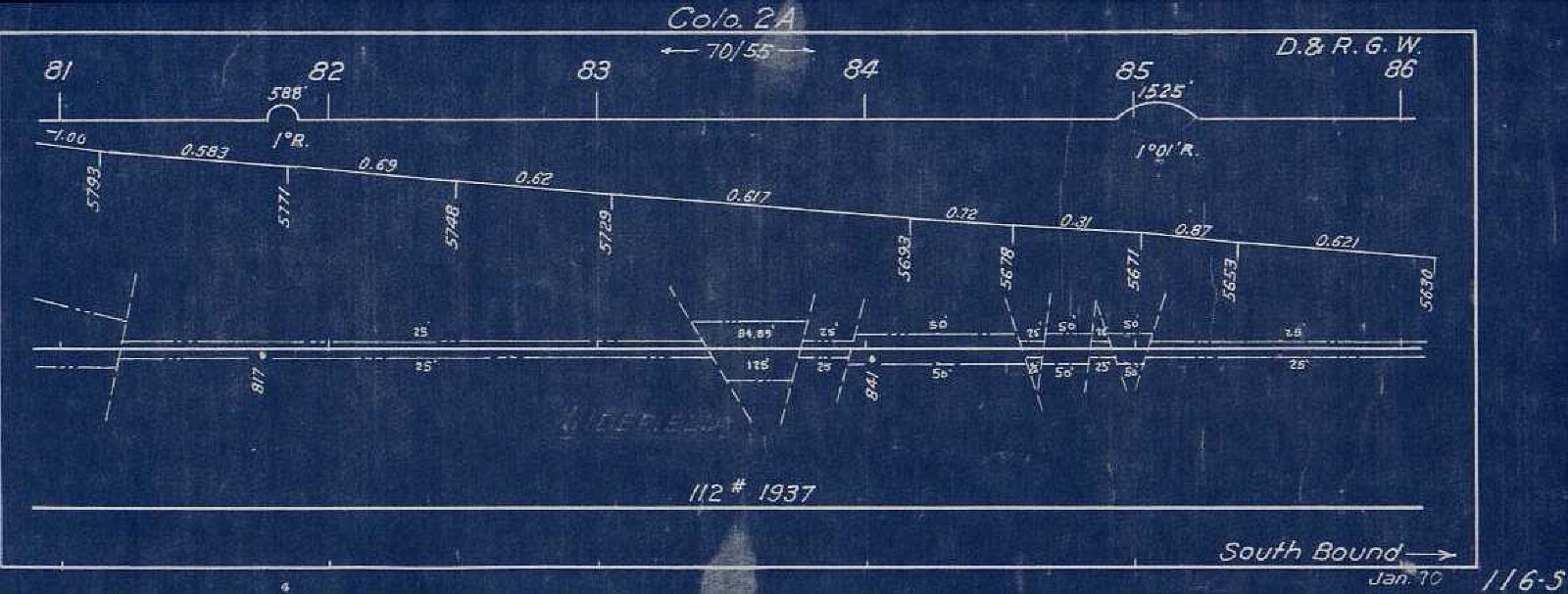 Denver & Rio Grande Western RR 1970 Denver to Pueblo (South) Track Chart on DVD