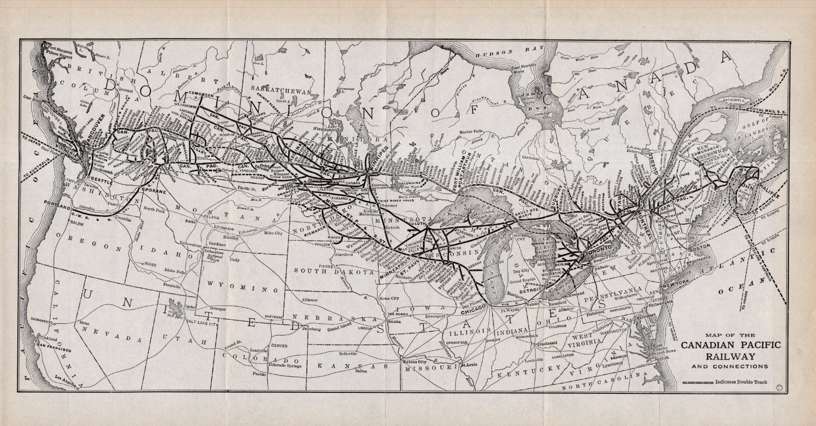 1914 Antique Canadian Pacific Railway Map Canada Railroads Map 2803