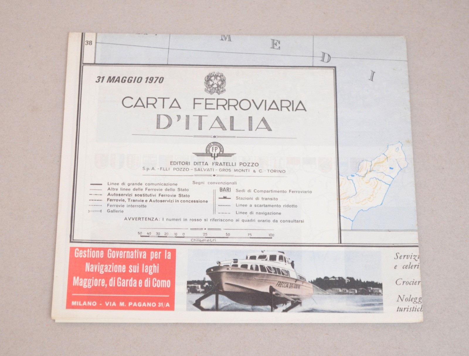 Railway Map Italy Carta Ferroviara D’Italia 31 May 1970