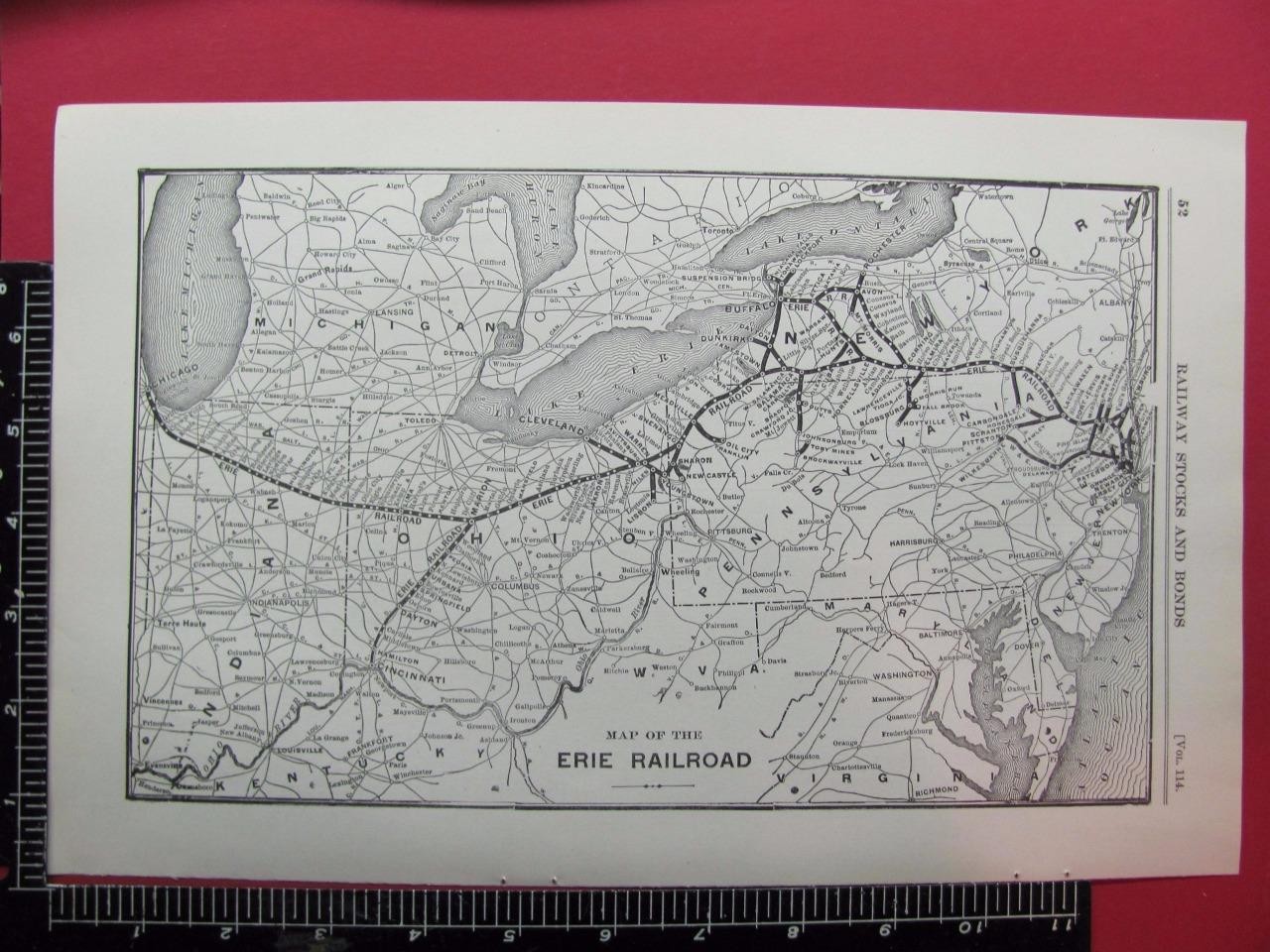 94 YEAR OLD 1922 ERIE RAILWAY RAILROAD SYSTEM MAP ERIE DEPOT LOCATIONS NEW YORK