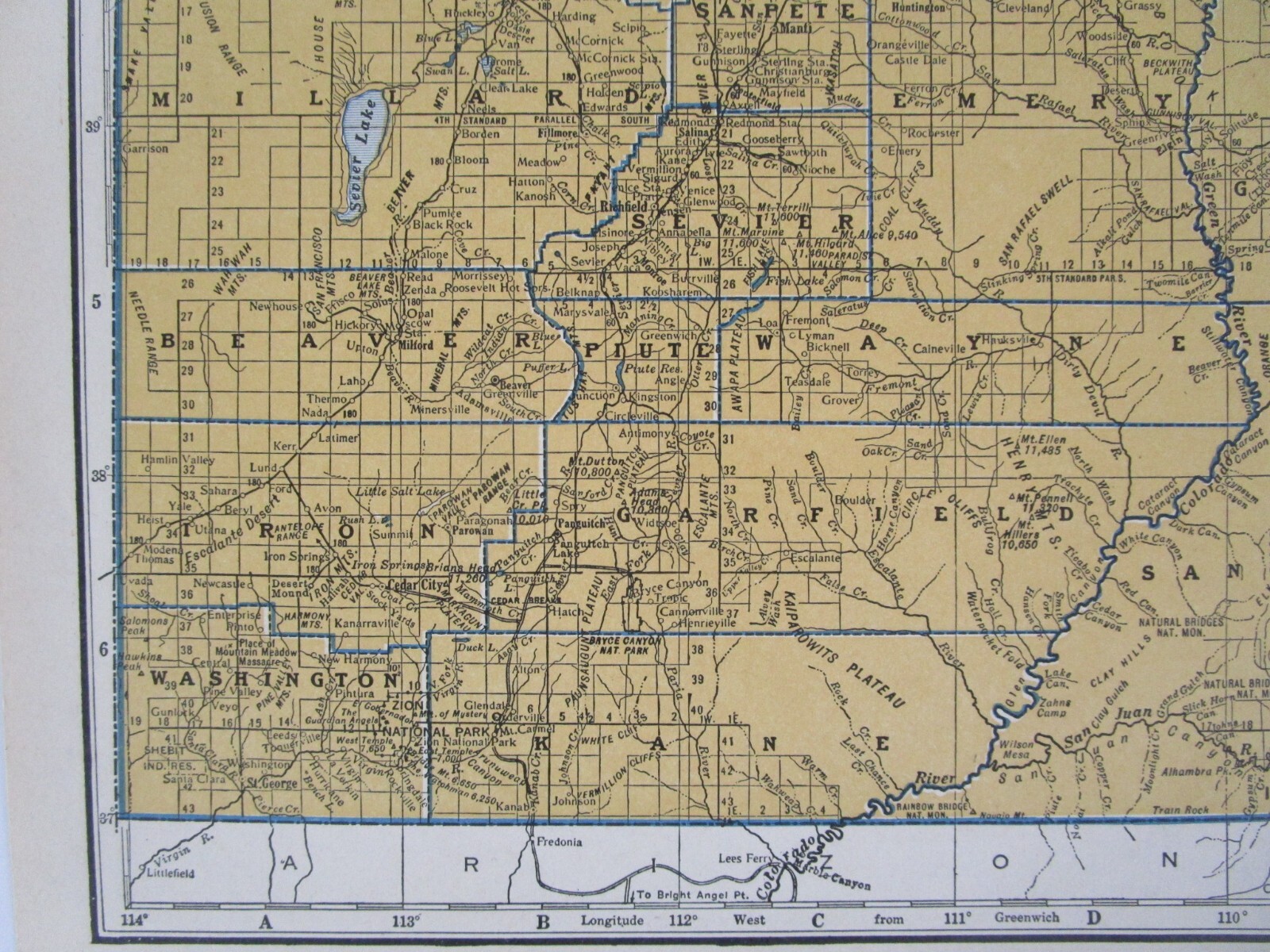 UT TX 1939 UTAH RAILROAD Map. DEEP CREEK RR or TEXAS. SAN BENITO & RIO GRANDE
