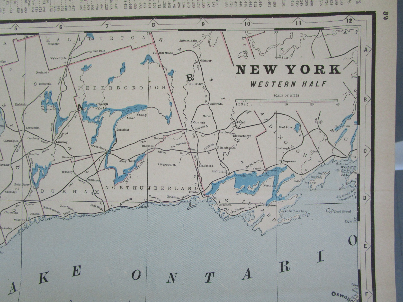 NY 1895 WESTERN NEW YORK Cram RAILROAD Map WELLSVILLE COUDERSPORT PINE CREEK RR
