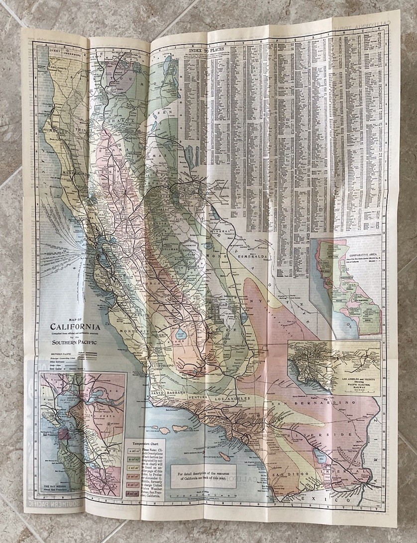 Southern Pacific 1923 California Map:Resources,Attractions,Topography,Climate