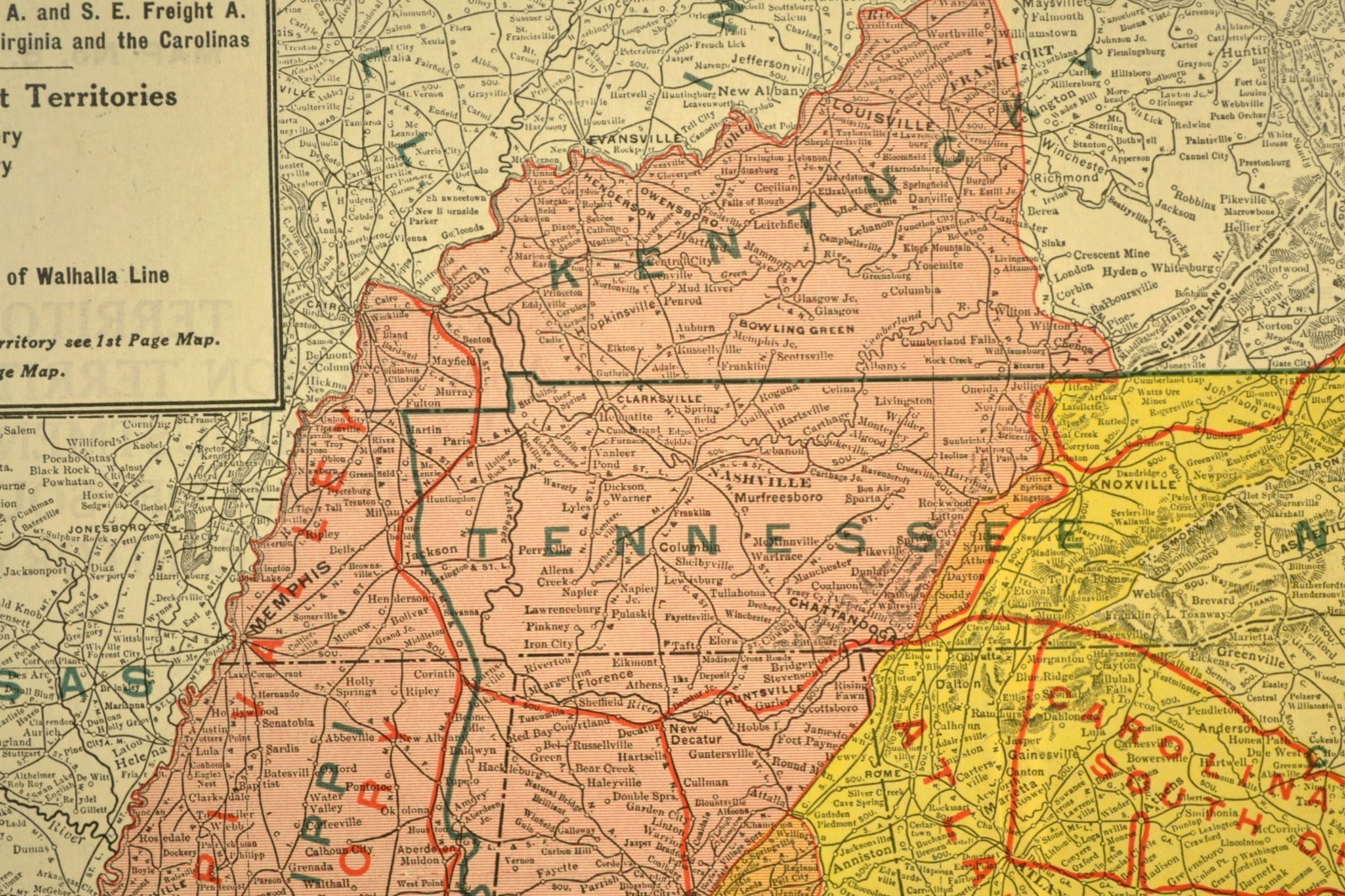 Southeast United States Map Railroad Freight Association Territories circa 1919
