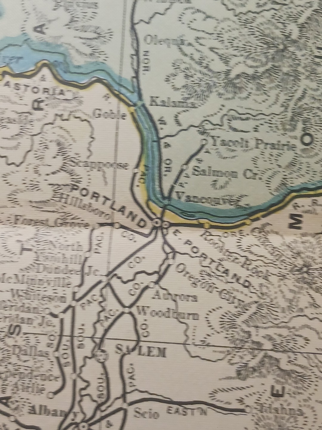 ~1904 Antique Railroad Map WASHINGTON OREGON All railway Routes Depots 11×9″