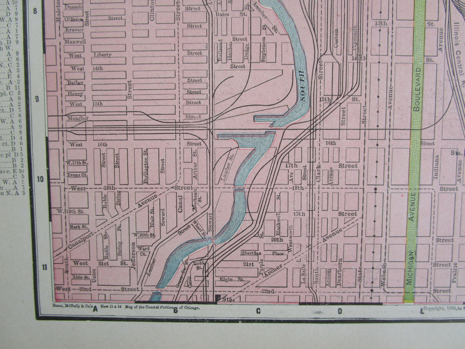 IL 1905 DATED CHICAGO Map McNally RAILROAD DEPOTS STREET LINES or ILLINOIS State