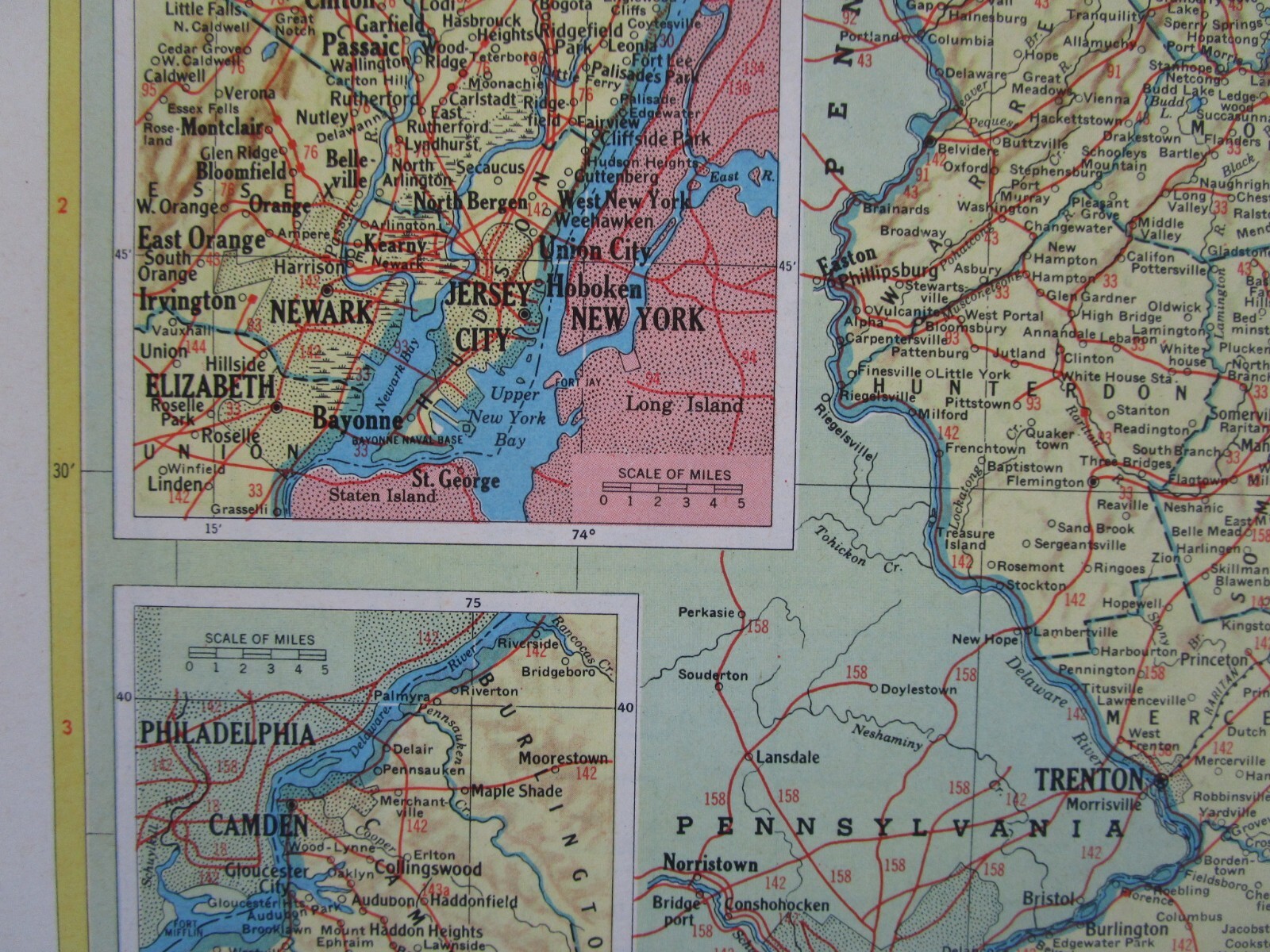NJ NM Vtg 1952 NEW JERSEY RAILROAD Map. MORRISTOWN & ERIE RR ~or~ NEW MEXICO