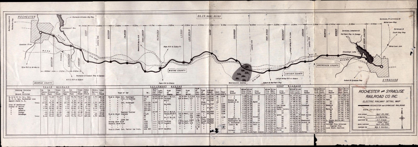 Empire State Railroad Corp Electric Railway Map Rochester Syracuse