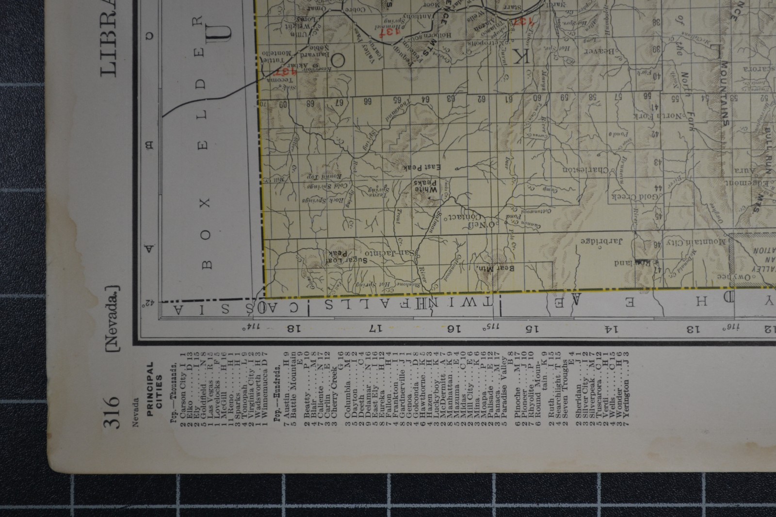 NEVADA – 1912 – RAND-McNALLY NEW COMMERCIAL ATLAS – SHOWS ALL RAILROADS