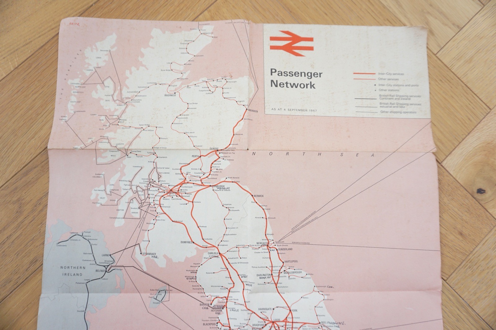 Sept 1967 British Rail Passenger Network Railway Map Southern Region