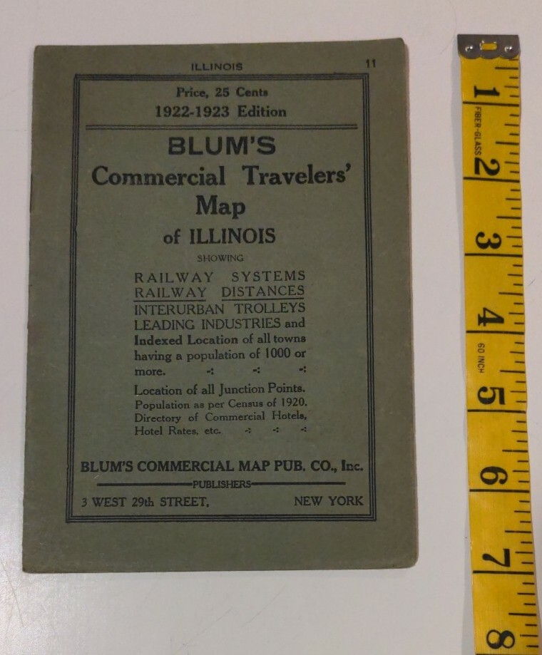 Blum’s Commercial Travelers Map Of Illinois, 1922-1923 Edition