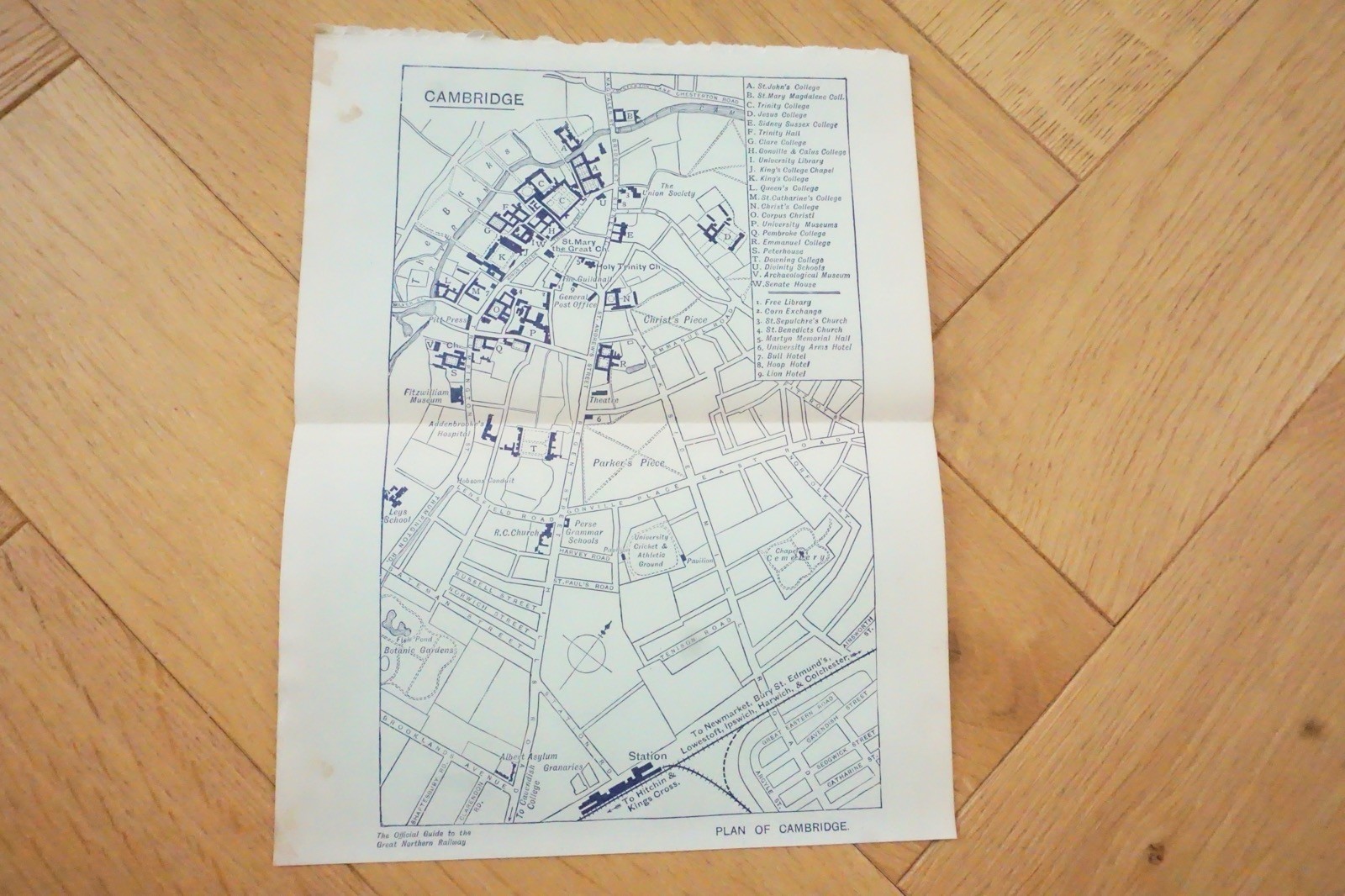 1914 Cambridge Great Northern Railway Map GNR