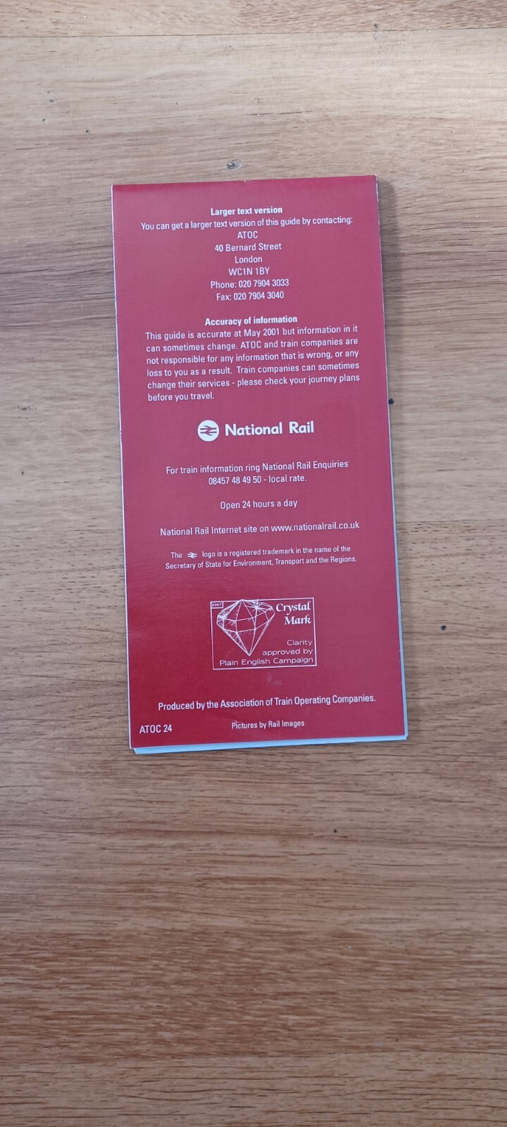 Map And Guide To Using The National Rail Network 2001