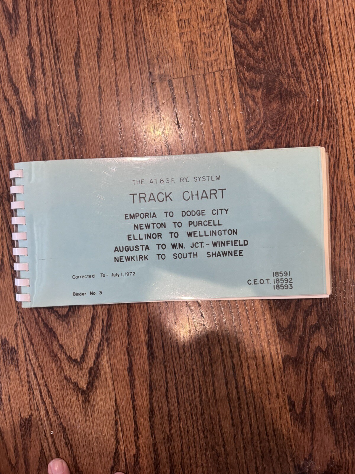 ATSF Santa Fe Track Chart Binder 3 1972 Emporia Dodge City Newkirk South Shawnee