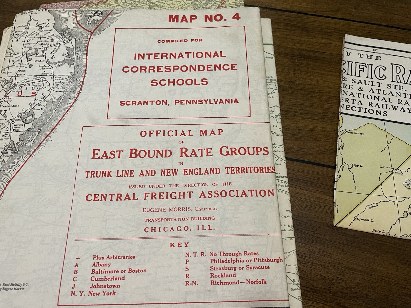 13 Antique Official Railroad Traffic Maps of the United States & Canada
