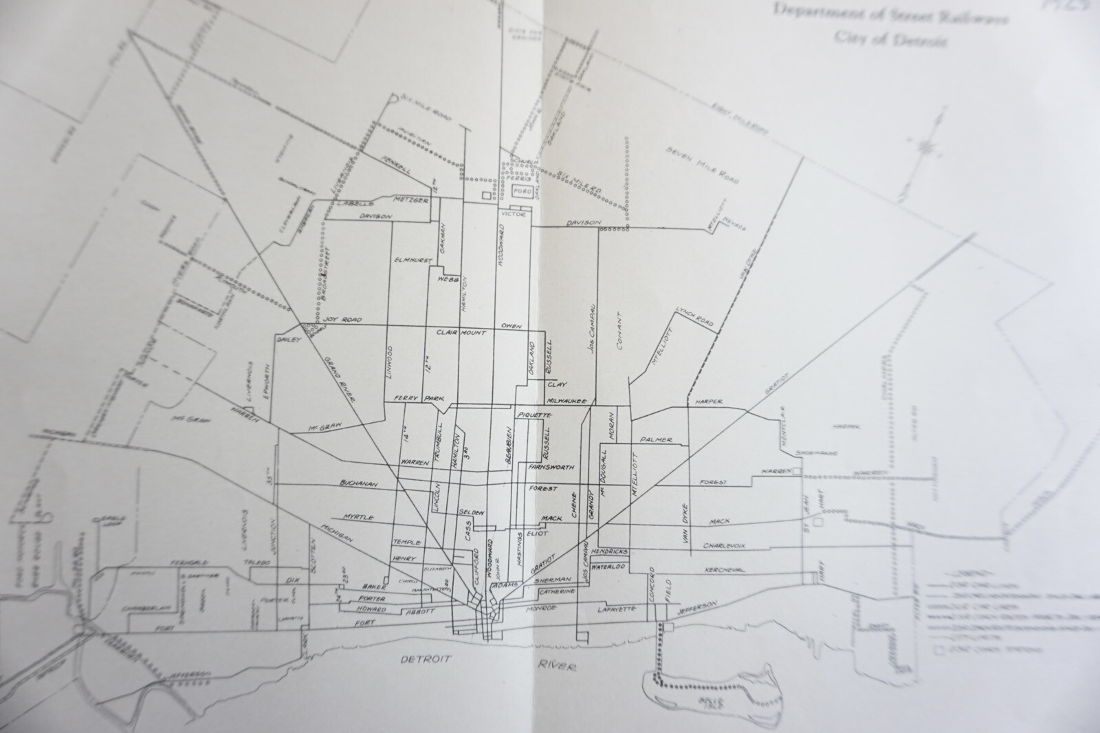 1925 Detroit Railway System Map USA