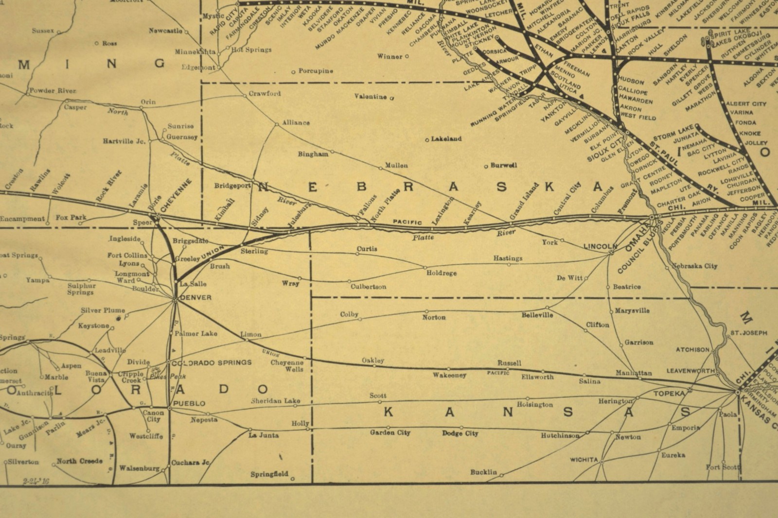 ca1921 CHICAGO MILWAUKEE ST PAUL Railroad Map LARGE Original Antique Vintage