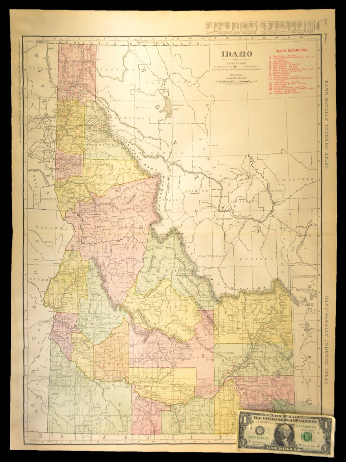 1911 Antique Map of Idaho Railroad Map ORIGINAL Atlas Map OSL RR DATED