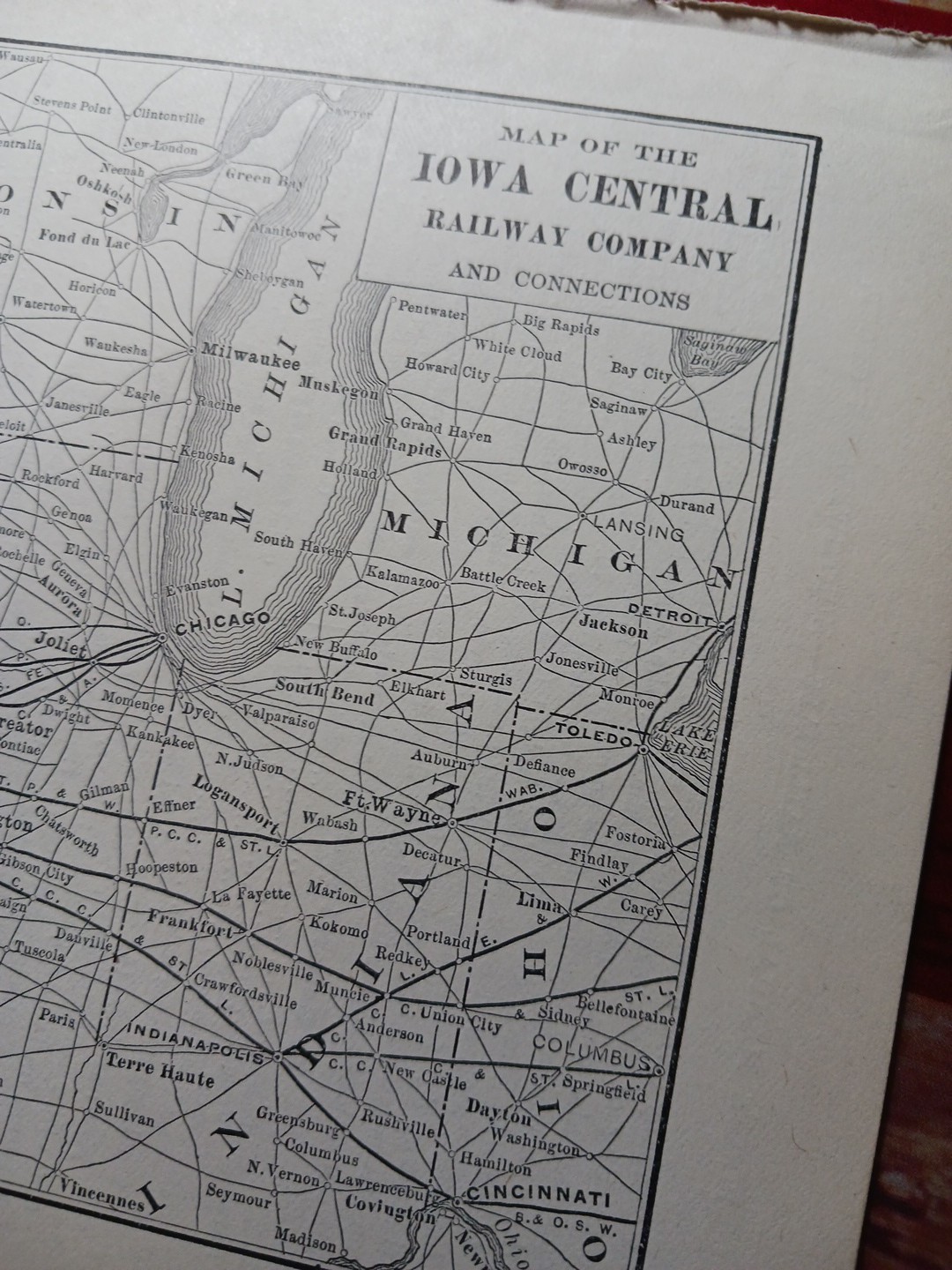 ~1904 Train Route Map IOWA CENTRAL RAILWAY all Railroad Lines Marked Vintage Map